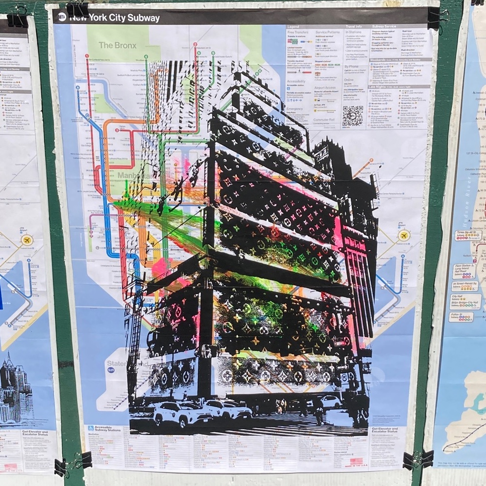 Hand Painted Original New York City Subway Map Artwork - Louis Vuitton